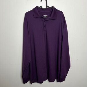 Walter Hagen Mens Purple Long Sleeve Golf Polo Shirt Large Performance Sport L